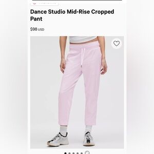 Lululemon Dance Studio Pink Cropped Pants size 0